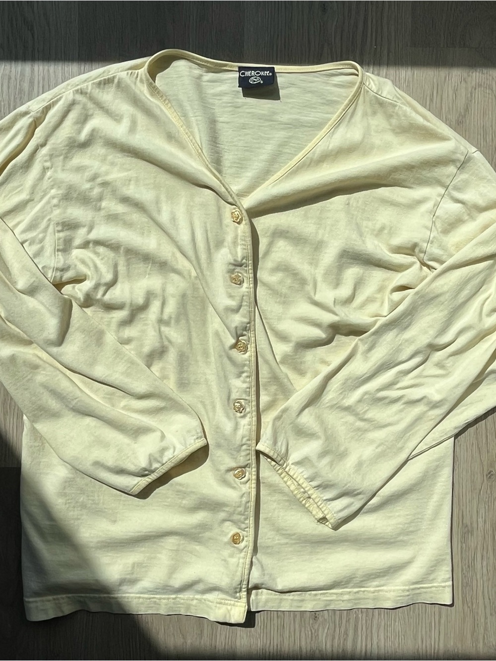Cherokee Light Yellow Button-Front Women’s Cardigan